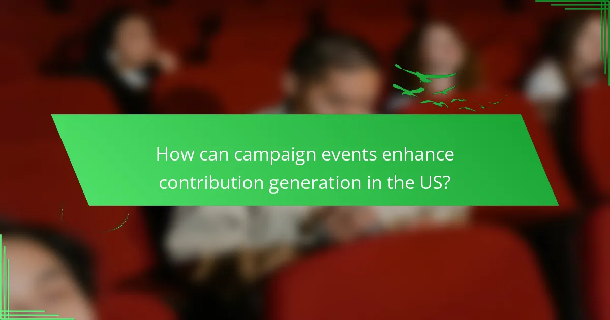 How can campaign events enhance contribution generation in the US?
