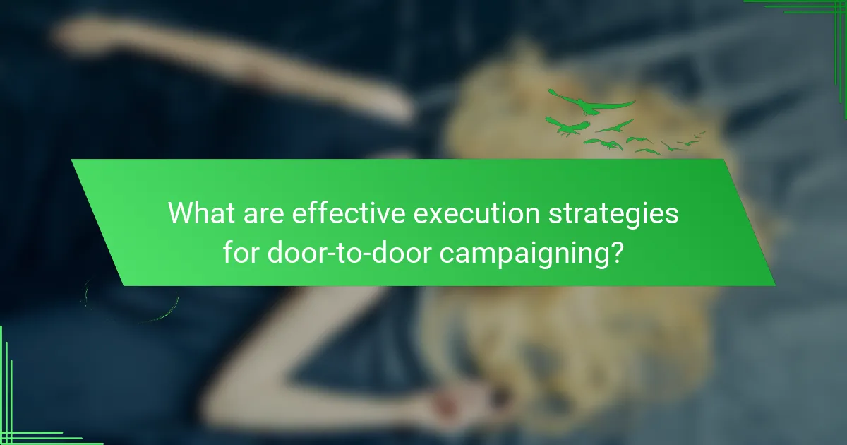 What are effective execution strategies for door-to-door campaigning?