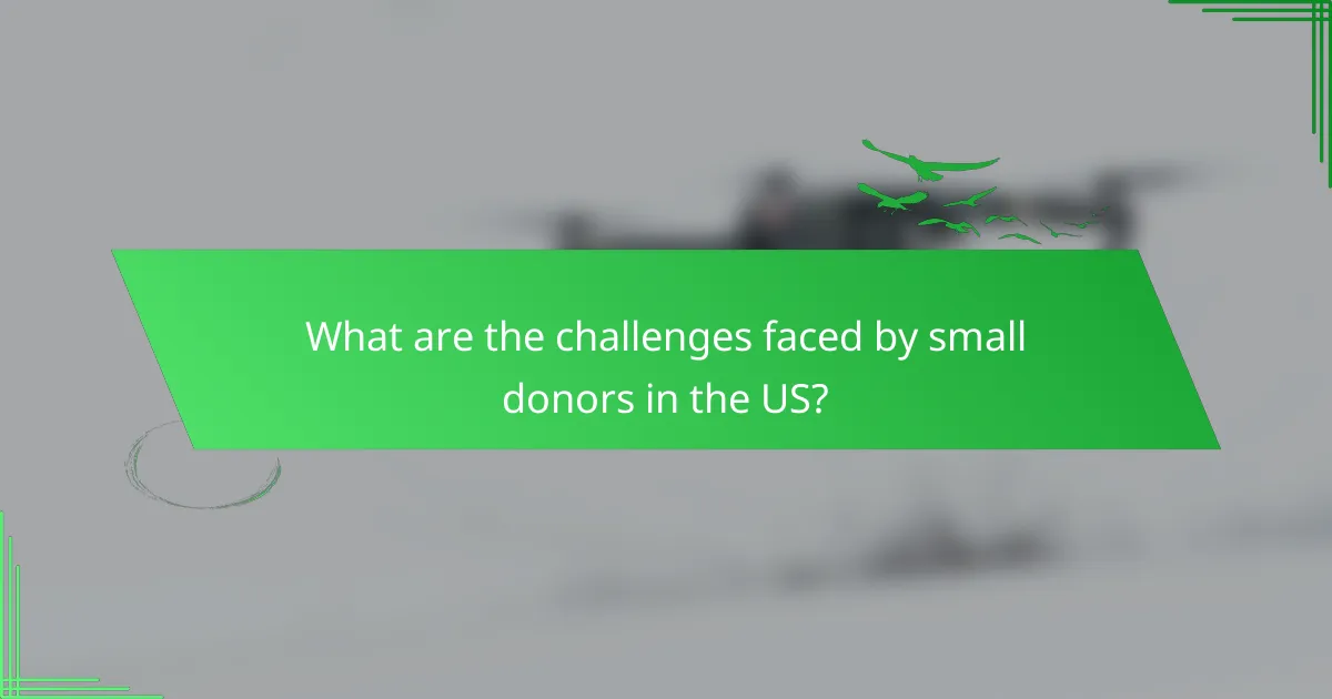 What are the challenges faced by small donors in the US?