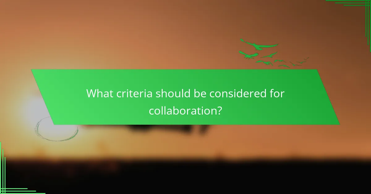 What criteria should be considered for collaboration?